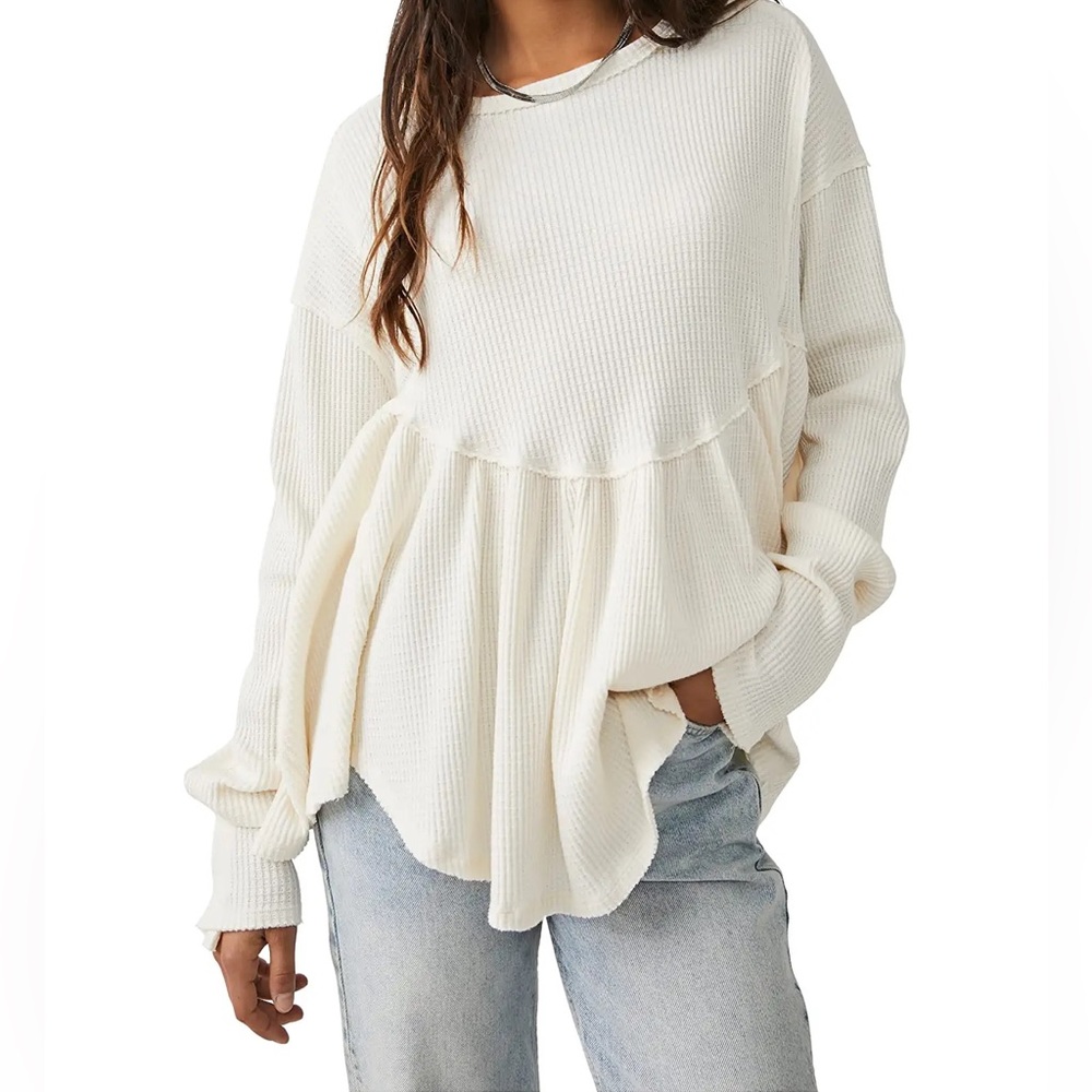 NWOT Free People Oh My Babydoll Thermal Shirt